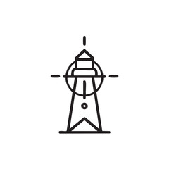 A simple outline icon of a lighthouse.