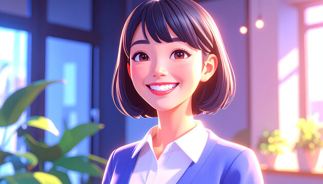 30歳の優しい母親の笑顔アップ 包み込むようなイメージ カジュアルなファッション