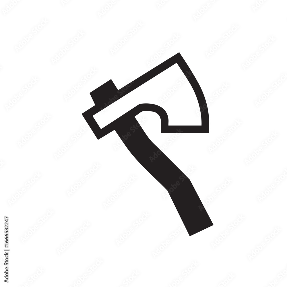 Poster a line icon of an axe with a sharp blade. 