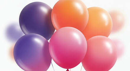 Vibrant spiral column of glossy balloons in pastel colors with radiant background