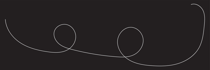 Minimalist abstract line drawing with loops. Simple abstract artwork featuring a continuous black line forming loops and curves on a plain white background for creative design use.

