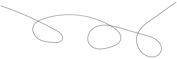 Minimalist abstract line drawing with loops. Simple abstract artwork featuring a continuous black line forming loops and curves on a plain white background for creative design use.

