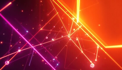 Dynamic abstract background featuring glowing neon lines and connected dots in a vibrant gradient, symbolizing technology, data flow, and digital connectivity for modern concepts.