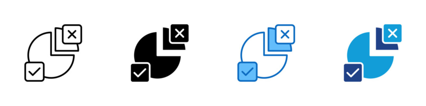 Segment Review Multiple Style Icon Design Vector - Pie chart with selected and unselected parts, representing segmented data review or voting