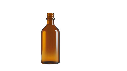 Empty amber glass bottle suitable for packaging, storage, or display, ideal for use in pharmaceutical, cosmetic, or food industries, isolated on white background