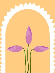 vector illustration of lotus in a yellow background
