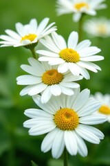 Fototapeta premium Close-up of pristine white daisies, summer bloom, isolated , texture, bloom, flower