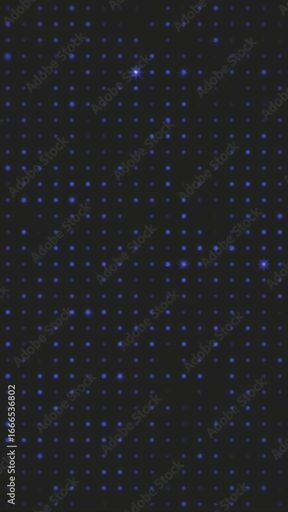 Poster experience a mesmerizing abstract animation with vibrant blue dots dynamically shifting on a deep bl