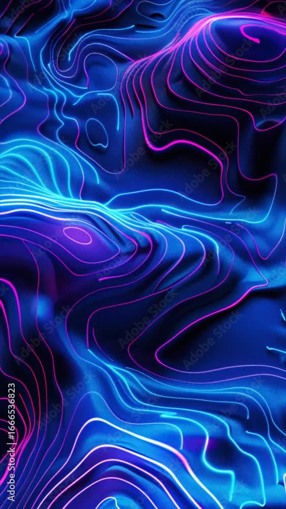 Poster vivid colors and dynamic patterns blend seamlessly in a captivating animation that draws viewers int