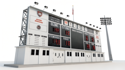 Large electronic scoreboard in a sports stadium, isolated on transparent background  png