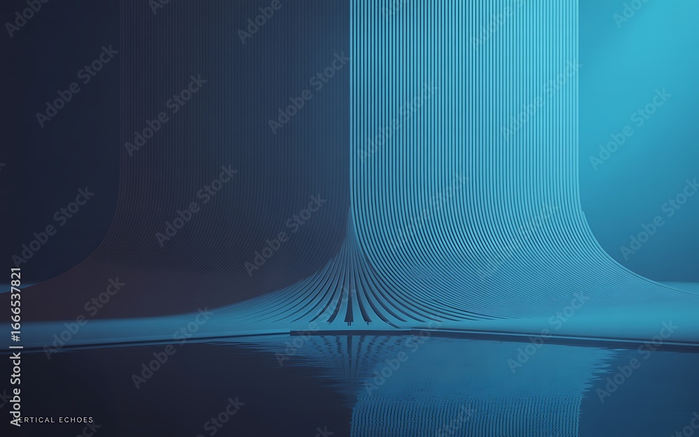 Poster abstract flowing blue lines creating a futuristic digital waterfall effect