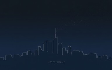 Fototapeta premium Modern city skyline at dusk with tall skyscrapers and a dark night sky