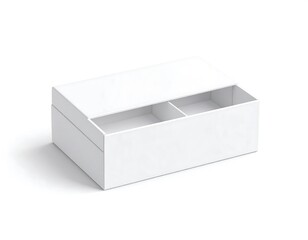Fototapeta premium White Rectangular Divided Storage Box, Modern Design, Empty.