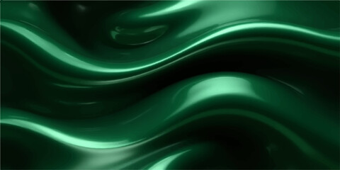Green abstract background with smooth flowing texture and soft silk-like design