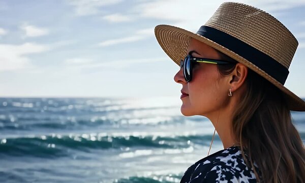Hat and Sunglasses at the Sea