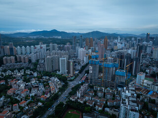 Shenzhen ,China - July 06, 2022: Aerial view of landscape in Shenzhen city, China