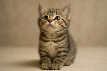 Adorable kitten with curious expression.