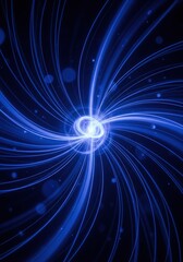 Abstract Blue Swirling Energy Lines on Black Background