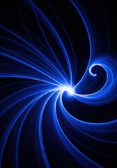 Abstract Blue Swirling Energy Lines on Black Background