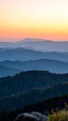 Mountainous vista at sunrise