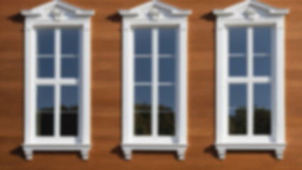 blurry image of interior of window made of wood, showing traditional art in modern construction, blur wallpaper.