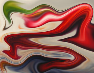 Abstract background, liquid paint effect. Red, beige, green, blue