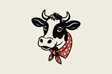 dairy cow face silhouette  vector