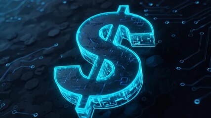 3 d digital dollar sign symbol finance technology circuit board background - Powered by Adobe