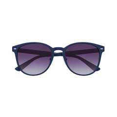 Fototapeta premium Stylish dark blue framed sunglasses with purple tinted lenses isolated on transparent background