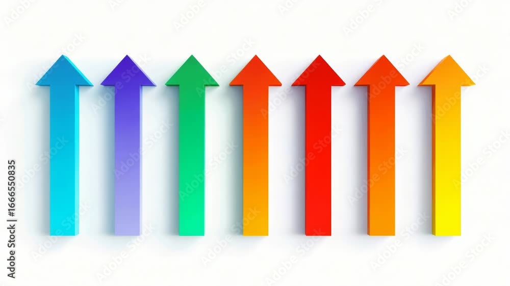 Poster paper arrows in various colors placed on a white background, ideal for use as design elements or dec