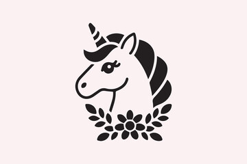 unicorn head silhouette  vector