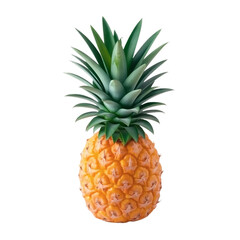 Fototapeta premium A whole fresh pineapple centered on a pristine white surface on transparent background