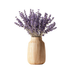 A fragrant bouquet of dried lavender in a modern two-tone bamboo and ceramic vase, perfect for bringing a touch of natural serenity and rustic charm to your home.
