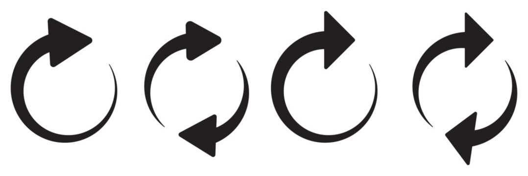 circle arrow icon set. Blue circular arrow icon, refresh, reload arrow icon symbol sign. Blue Reload vector icon set. repeat vector. restart or reset sign. Repeat cycle symbol. Blue rotation arrow
