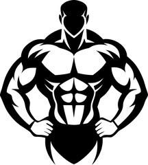 Bodybuilder silhouette  vector black , white background