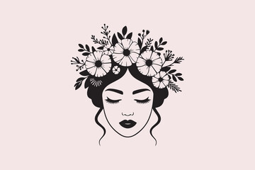 female portrait silhouette  vector