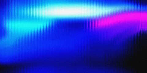 An abstract background features vibrant blue and pink light streaks with a textured, glowing...