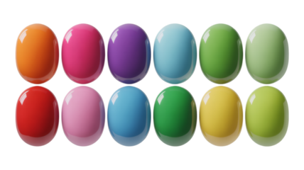 Collection of glossy oval shapes in various colors