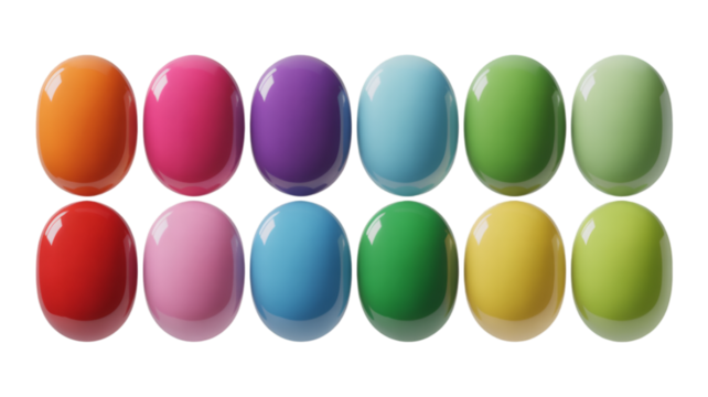 Collection of glossy oval shapes in various colors - Powered by Adobe