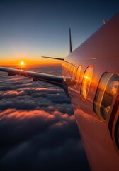 Airplane Passenger's Dreamy View of Vibrant Sunset Sky