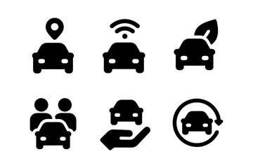 Car sharing and eco-friendly transport icons: mobility and connectivity concepts