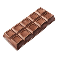 Watercolor chocolate bar illustration on transparent background