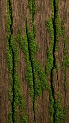 Obraz premium Moss-covered textured tree bark