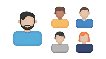 3D User Icons with Varied Skin Tones and Hair avatar