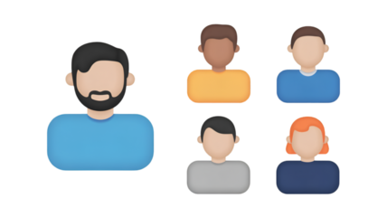 3D User Icons with Varied Skin Tones and Hair avatar