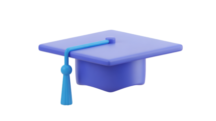 Blue Graduation Cap with Tassel on Transparent Background