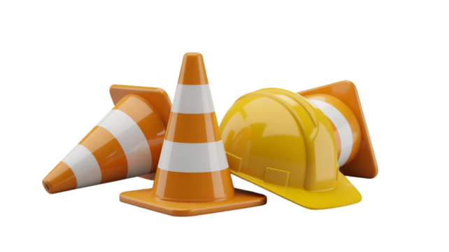 Construction Safety Gear Arrangement with Traffic Cones