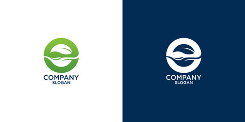 letter e leaf logo vector design