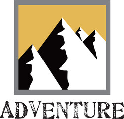 the icon of mountains siluete and orange sky