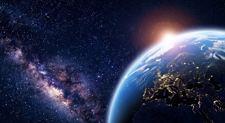 Fototapeta premium Exploring the Orbital Horizons of Earth: A Journey Through Space and the Global Wonders of Our Planet
